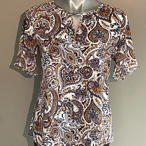 Van Heusen Paisley Blouse - White and Brown